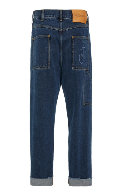 Shop Jw Anderson Distressed Straight-leg Jeans In Blue