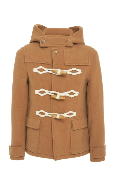 Shop Jw Anderson Toggle-embellished Wool Hooded Coat In Neutral
