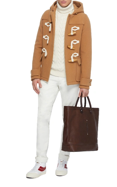 Shop Jw Anderson Toggle-embellished Wool Hooded Coat In Neutral