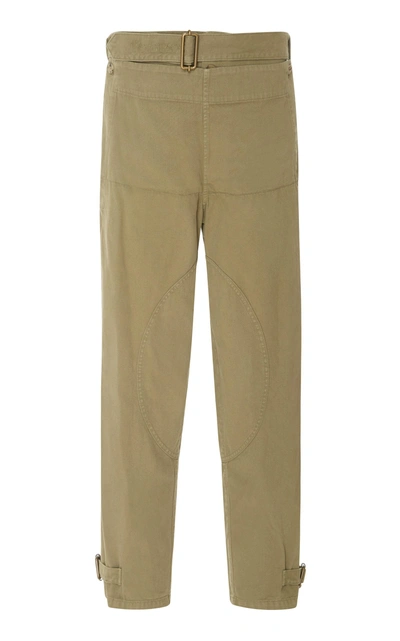 Shop Jw Anderson Belted Layered Cotton-twill Pants In Green