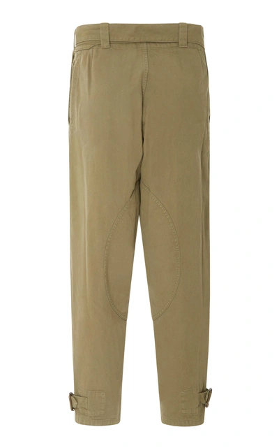 Shop Jw Anderson Belted Layered Cotton-twill Pants In Green