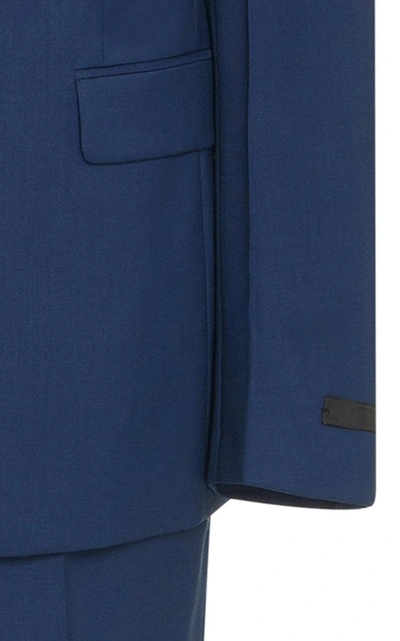 Shop Prada Notched Lapel Wool-blend Suit In Blue