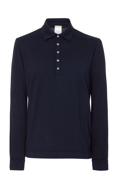 Shop Massimo Alba Long Sleeve Cashmere-blend Polo In Black