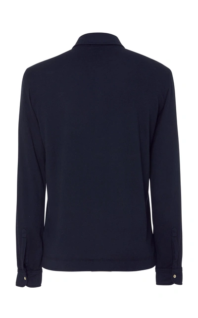 Shop Massimo Alba Long Sleeve Cashmere-blend Polo In Black