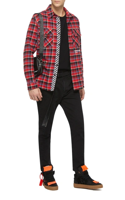 Shop Off-white Checked Cotton-blend Shirt In Plaid