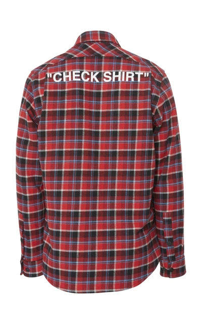 Shop Off-white Checked Cotton-blend Shirt In Plaid