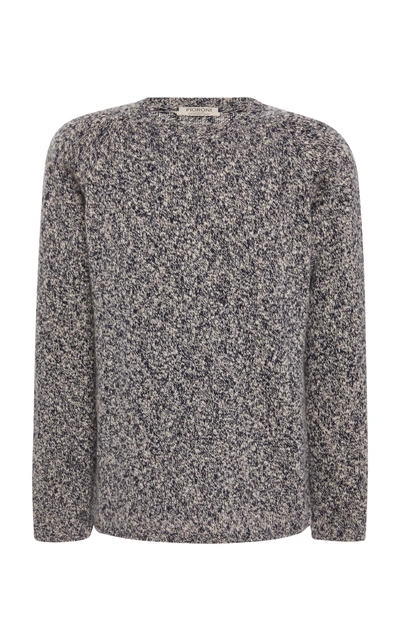 Shop Fioroni Marled Shetland-cashmere Sweater In Navy