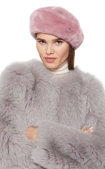 Shop Eugenia Kim Mishka Faux Fur Beret In Pink
