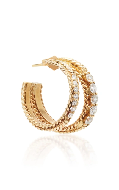 Shop The Last Line Single Diamond Spiral Double Hoop Earring In Gold
