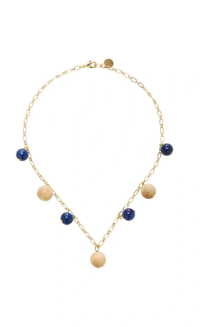 Shop Sophie Monet The Luna Gold-plated Lapis And Pine Necklace In Neutral