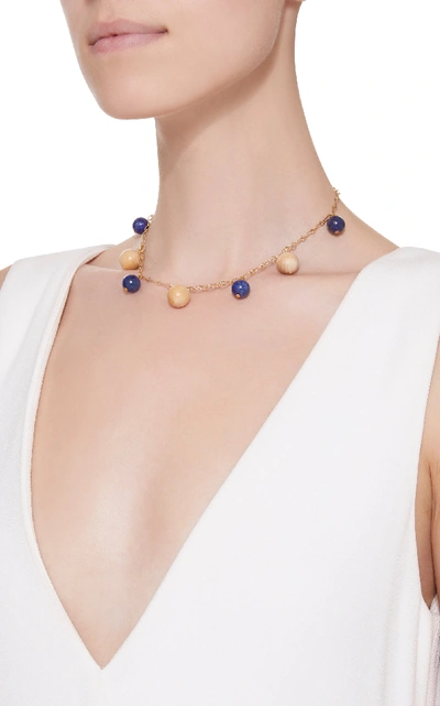 Shop Sophie Monet The Luna Gold-plated Lapis And Pine Necklace In Neutral