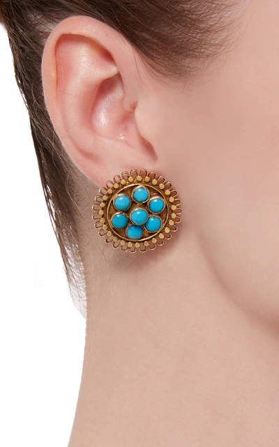 Shop Amrapali 18k Gold Turquoise Earrings In Blue