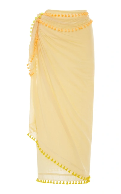 Shop Matta Fluo Tasseled Cotton And Silk-blend Sarong In Yellow