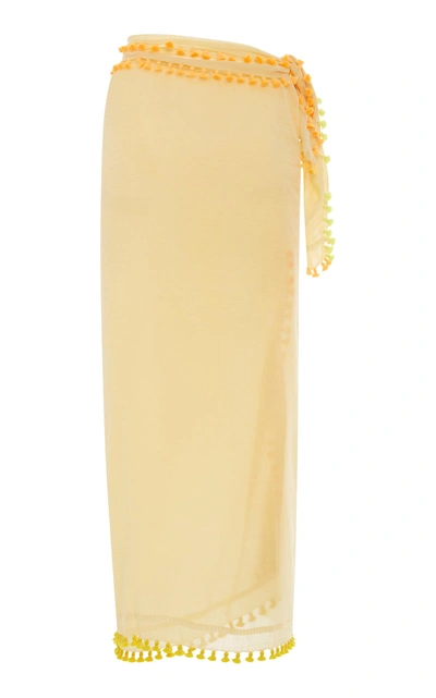 Shop Matta Fluo Tasseled Cotton And Silk-blend Sarong In Yellow