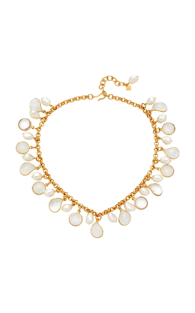 Shop Loulou De La Falaise 24k Gold-plated Stone And Pearl Necklace In White
