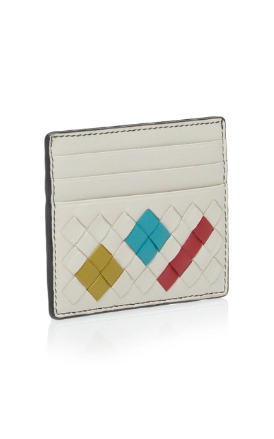 Shop Bottega Veneta Artsy Leather Card Holder In White