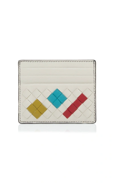 Shop Bottega Veneta Artsy Leather Card Holder In White