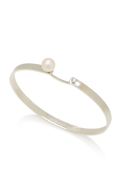 Shop Nouvel Heritage Lunch With Mom 18k White Gold Diamond And Pearl Bangle