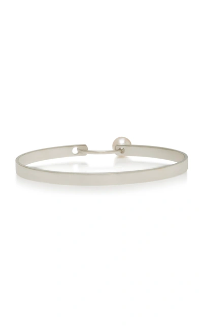 Shop Nouvel Heritage Lunch With Mom 18k White Gold Diamond And Pearl Bangle