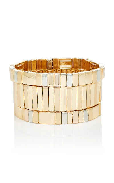 Shop Roxanne Assoulin Set Of Three Gold And Silver-plated Bracelets In Multi