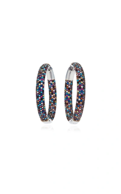 Shop Nickho Rey Rhodium-plated Crystal Hoop Earrings In Multi