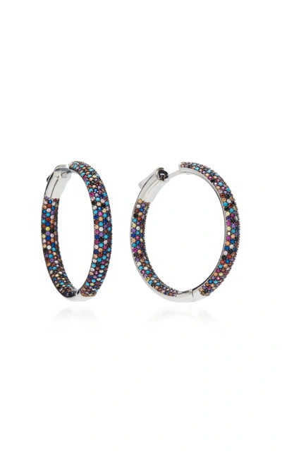 Shop Nickho Rey Rhodium-plated Crystal Hoop Earrings In Multi