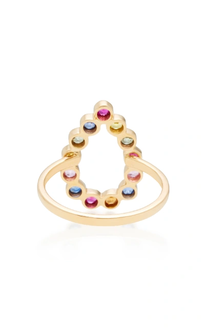 Shop She Bee Open Pear 14k Gold Sapphire Ring In Multi