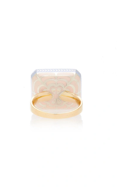 Shop Alice Cicolini Silver Tile Emerald-cut Amethyst Ring In Gold