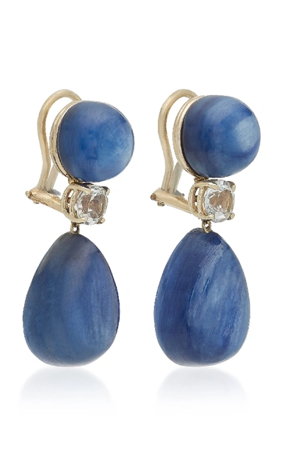 Shop Sorab & Roshi 18k White Gold Kynite And Topaz Earrings In Blue