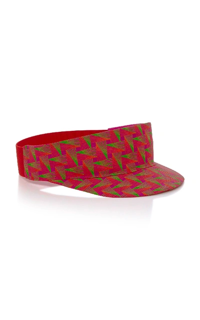 Shop Albertus Swanepoel Alexandra Printed Twill Visor In Pink