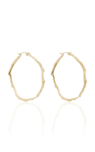 Shop Annette Ferdinandsen Coral Stick 14k Gold Diamond Hoop Earrings