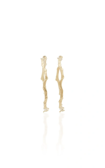 Shop Annette Ferdinandsen Coral Stick 14k Gold Diamond Hoop Earrings