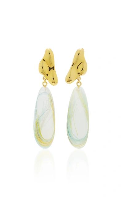 Shop Ejing Zhang 18k Gold Plated Pebble Earrings In Multi