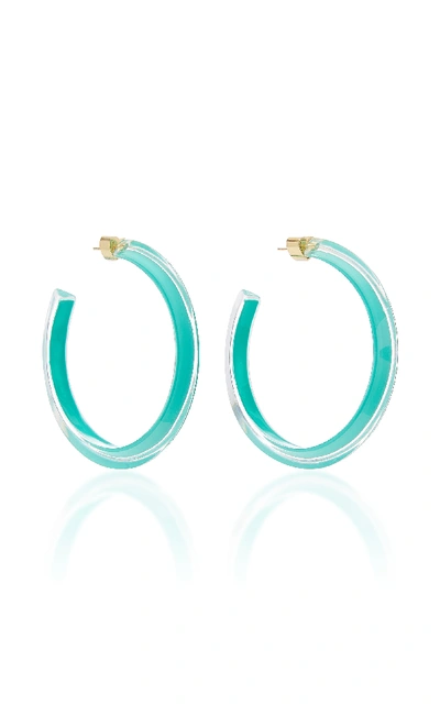 Shop Alison Lou Medium Jelly Lucite Hoop Earrings In Turquoise