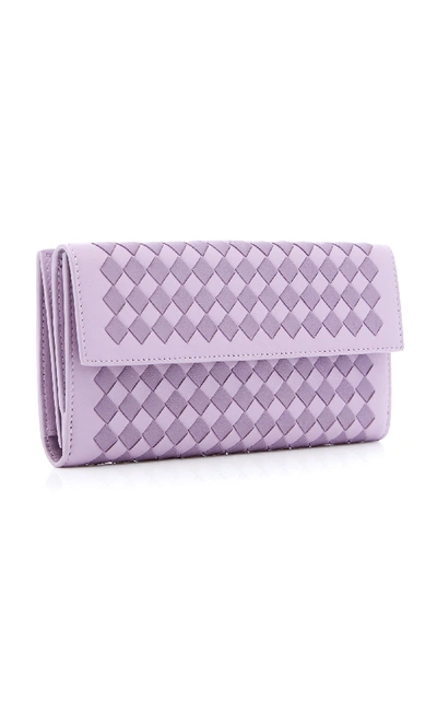 Shop Bottega Veneta Intrecciato Leather Flap Wallet In Purple