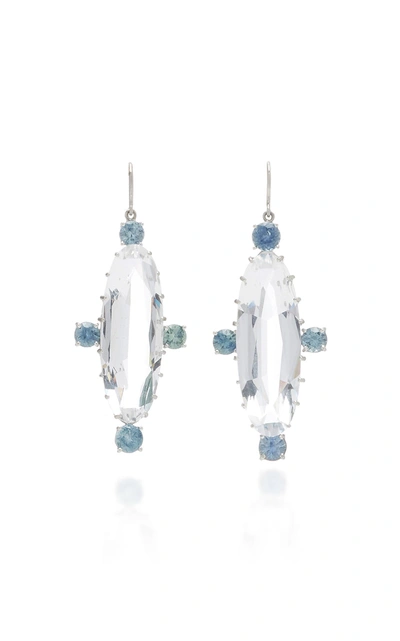 Shop Sylva & Cie One-of-a-kind Crystal And Sapphire Earrings In White