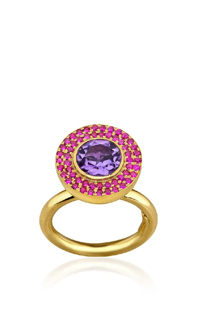 Shop Elena Votsi Cyclos Ring With Rubies And Amethyst In Pink