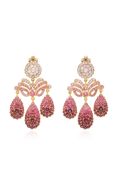 Shop Sylvie Corbelin One-of-a-kind Tourmaline Chandelier Earrings In Pink
