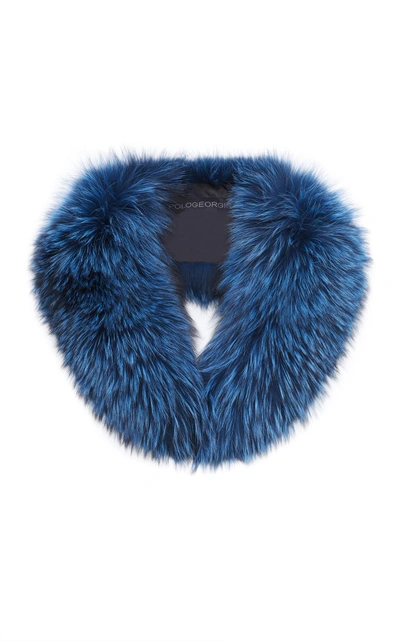 Shop Pologeorgis Fox Collar In Blue