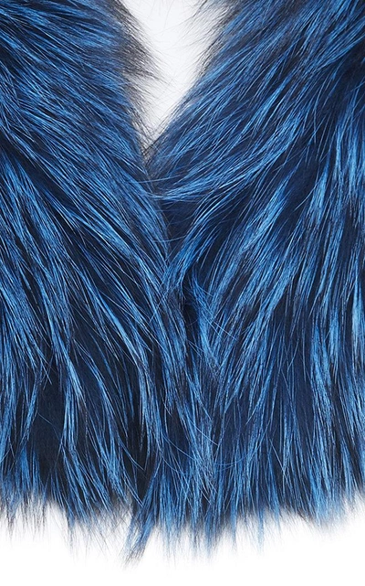 Shop Pologeorgis Fox Collar In Blue