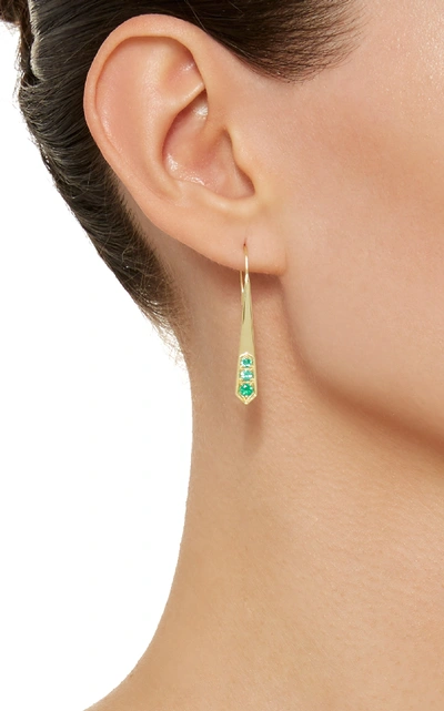 Shop Ila Livia 14k Gold Emerald Earrings In Green