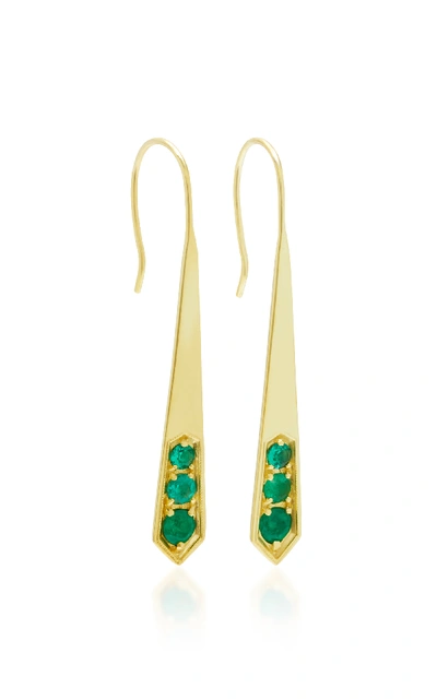 Shop Ila Livia 14k Gold Emerald Earrings In Green