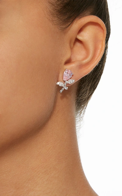 Shop Anabela Chan Exclusive Rose Blue Tulip Earrings In Pink