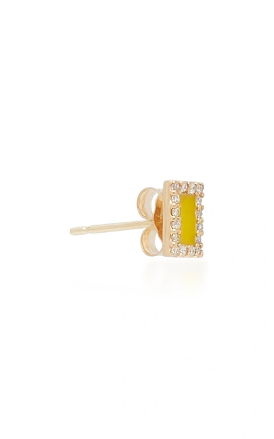 Shop Alison Lou Exclusive Rectangle 14k Yellow Gold And Diamond Single Stud