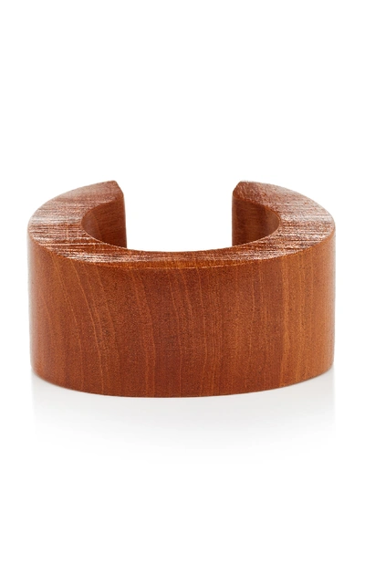 Shop Sophie Monet The Tesoro Mahogany Wood Cuff In Brown