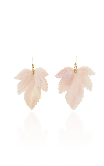 Shop Annette Ferdinandsen M'o Exclusive: Mother Of Pearl Fancy Leaf Earrings In Pink