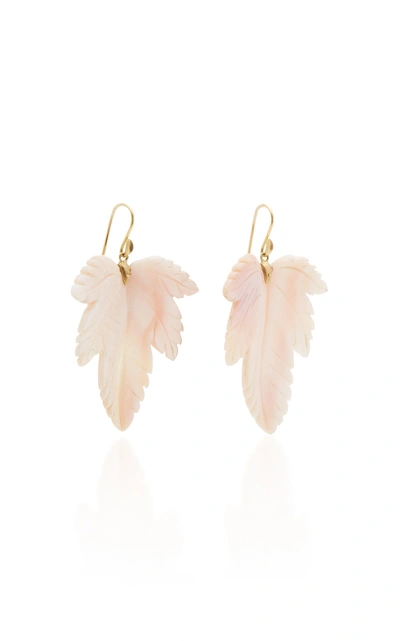Shop Annette Ferdinandsen M'o Exclusive: Mother Of Pearl Fancy Leaf Earrings In Pink