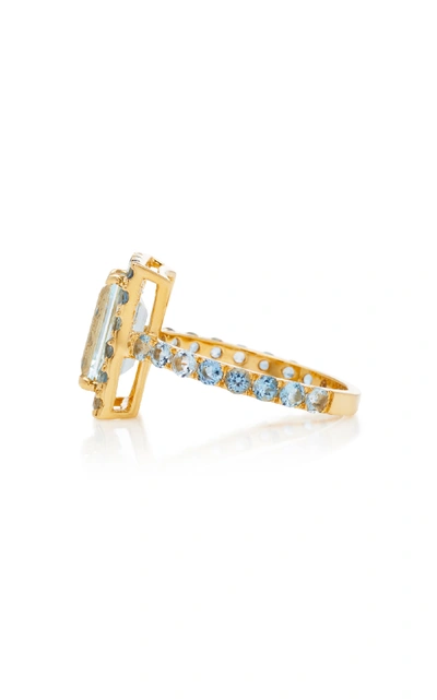 Shop Yi Collection 18k Gold Aquamarine Ring In Blue