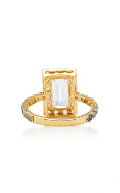 Shop Yi Collection 18k Gold Aquamarine Ring In Blue