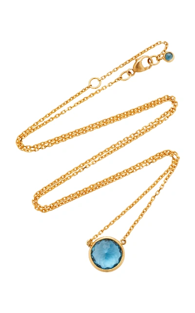 Shop Yi Collection 18k Gold Topaz Necklace In Blue